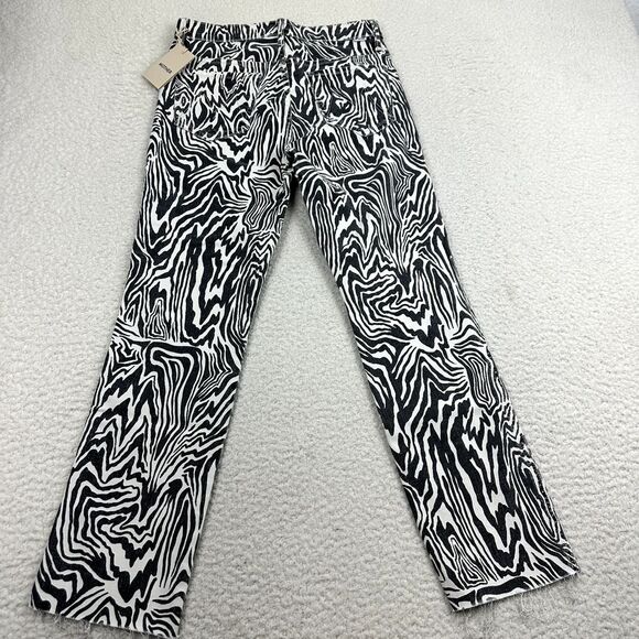 NWT Mother Rascal Ankle Fray Jeans Womens 28 Zebra Print Straight Leg High Waist - Picture 8 of 15
